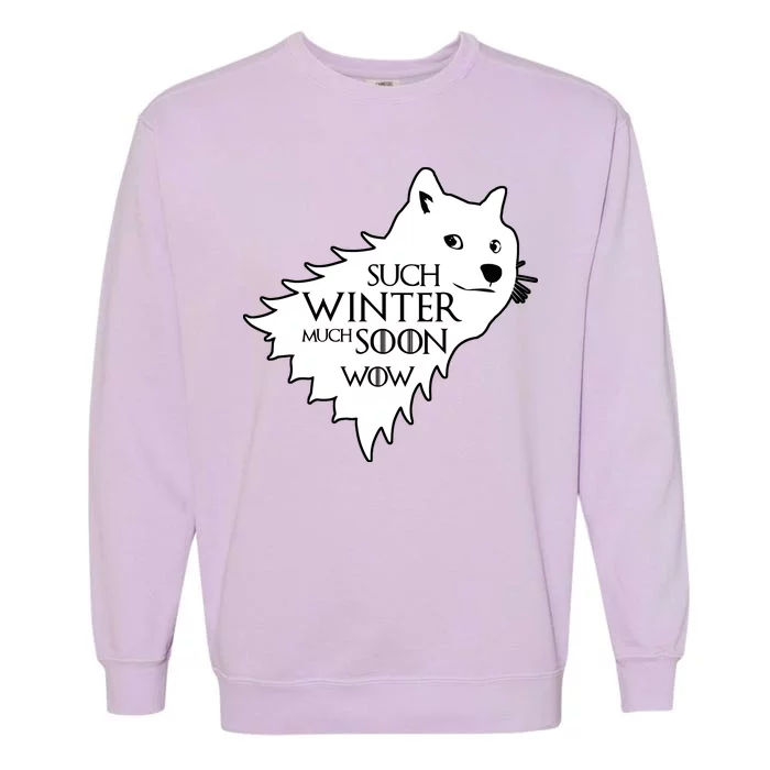 Funny Doge Such Winter Much Soon Garment-Dyed Sweatshirt