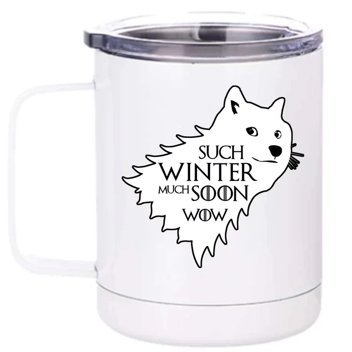 Funny Doge Such Winter Much Soon Front & Back 12oz Stainless Steel Tumbler Cup