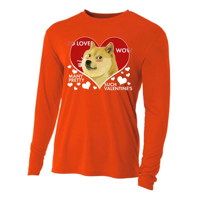 Funny Doge Valentine Meme Cooling Performance Long Sleeve Crew