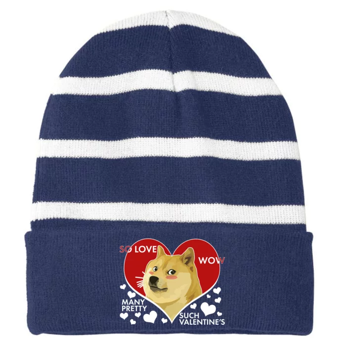 Funny Doge Valentine Meme Striped Beanie with Solid Band