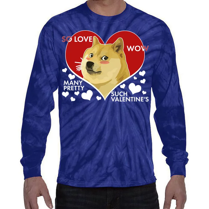 Funny Doge Valentine Meme Tie-Dye Long Sleeve Shirt