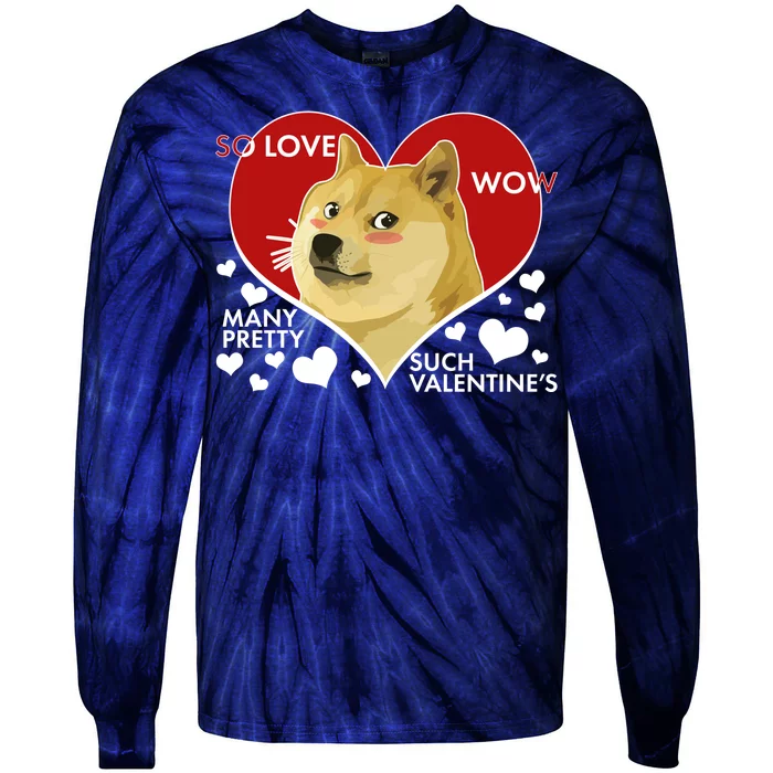 Funny Doge Valentine Meme Tie-Dye Long Sleeve Shirt