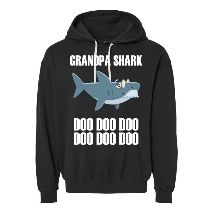 Funny Doo Grandpa Shark Garment-Dyed Fleece Hoodie