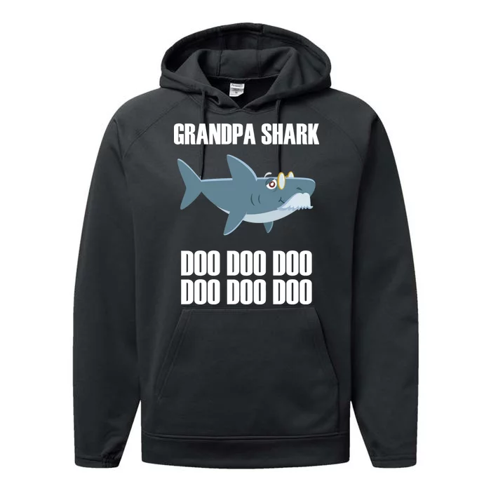 Funny Doo Grandpa Shark Performance Fleece Hoodie