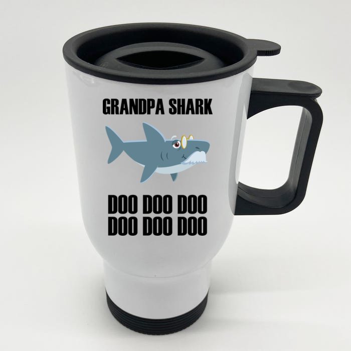 Funny Doo Grandpa Shark Front & Back Stainless Steel Travel Mug