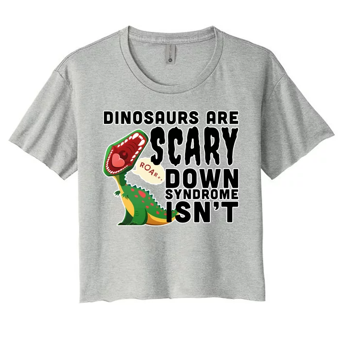 Funny Down Syndrome Awareness Dinosaurs Women's Crop Top Tee