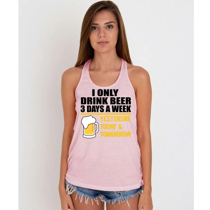 Funny Drink Beer 3 Days a Week Women's Knotted Racerback Tank