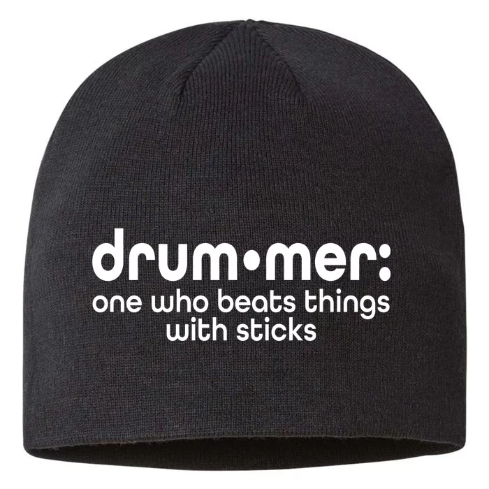 Funny Drummer Definition Beats With Sticks 8 1/2in Sustainable Knit Beanie