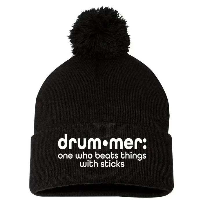 Funny Drummer Definition Beats With Sticks Pom Pom 12in Knit Beanie