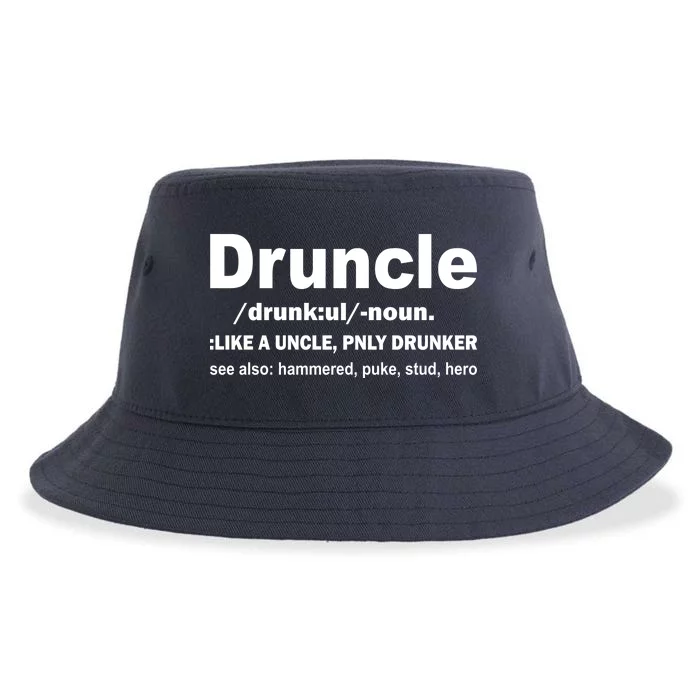 Funny Drunk Uncle Druncle Definition Sustainable Bucket Hat