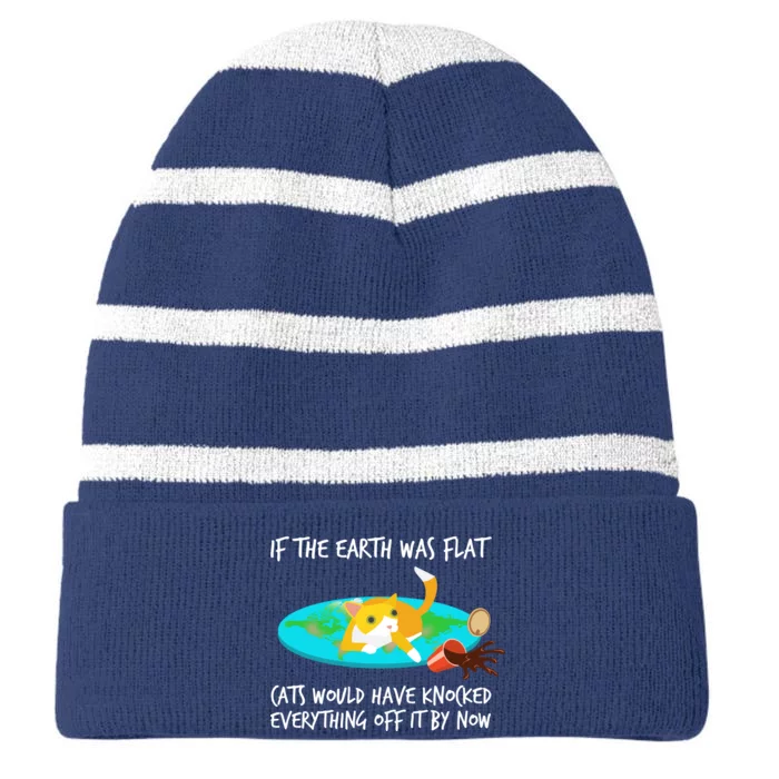 Funny Earth Cat Striped Beanie with Solid Band