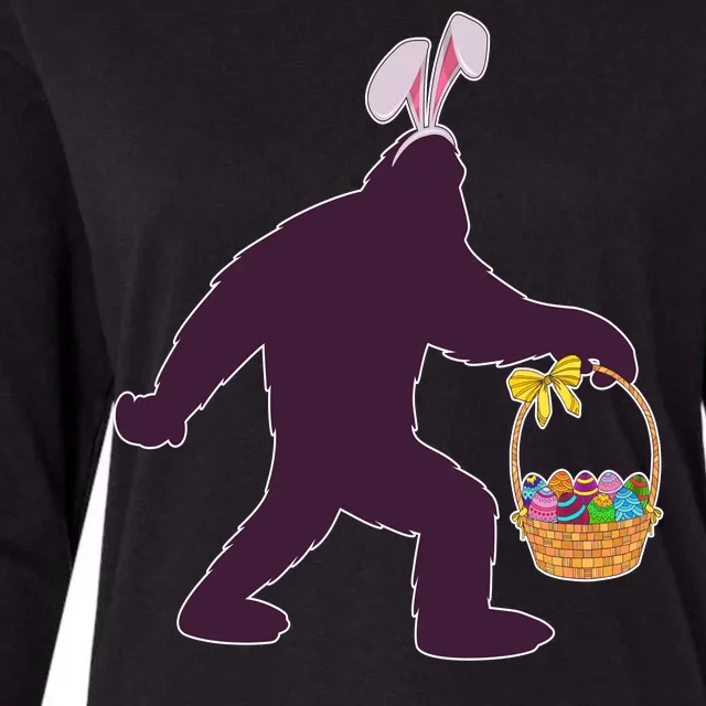 Funny Easter Bunny Eared Bigfoot Sasquatch Womens Cotton Relaxed Long Sleeve T-Shirt