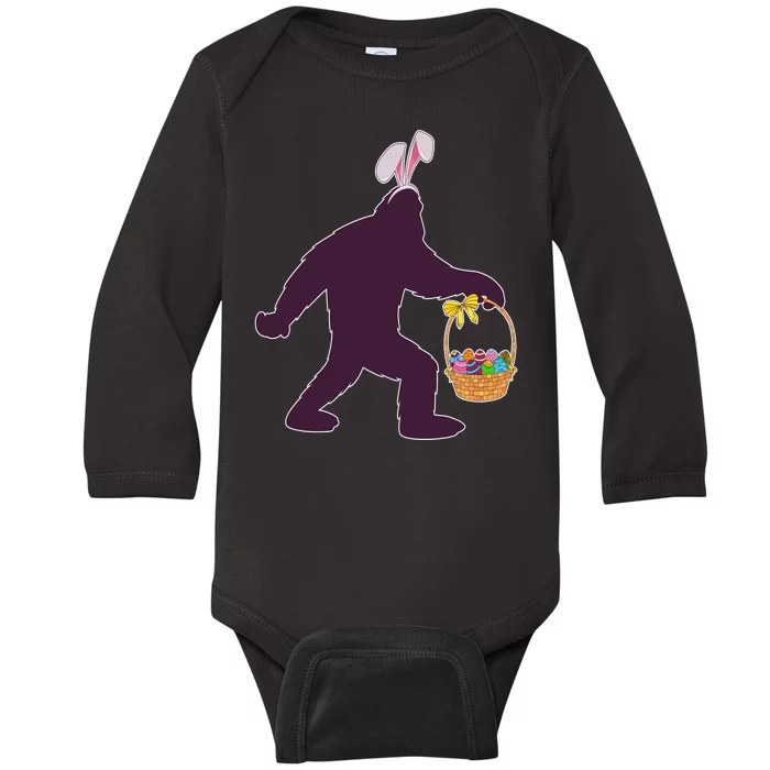 Funny Easter Bunny Eared Bigfoot Sasquatch Baby Long Sleeve Bodysuit