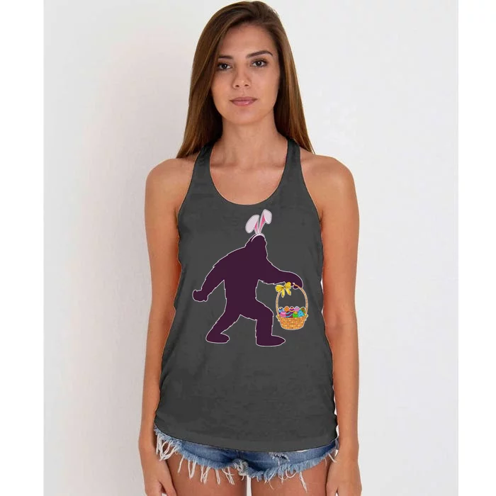 Funny Easter Bunny Eared Bigfoot Sasquatch Women's Knotted Racerback Tank