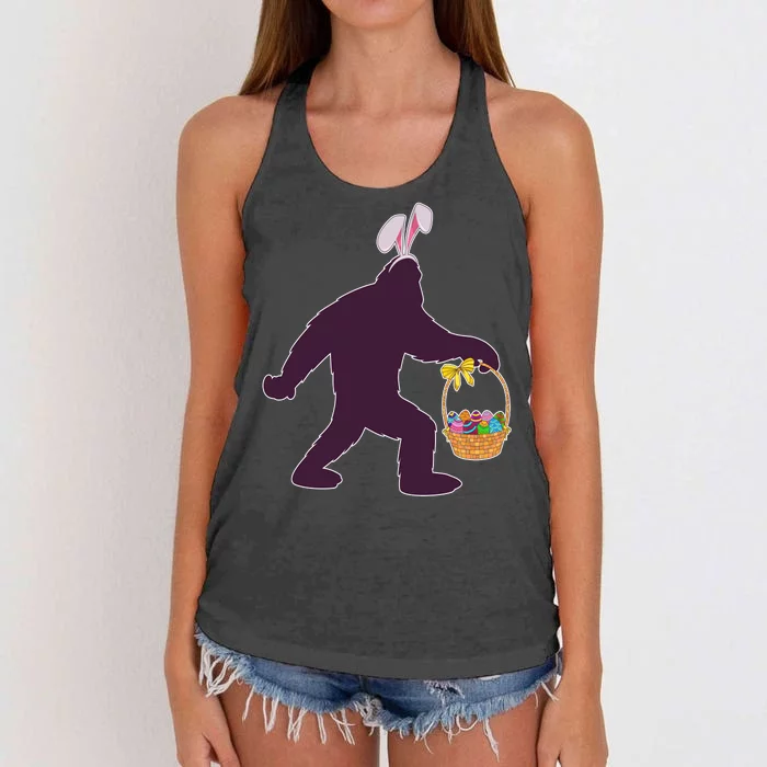 Funny Easter Bunny Eared Bigfoot Sasquatch Women's Knotted Racerback Tank