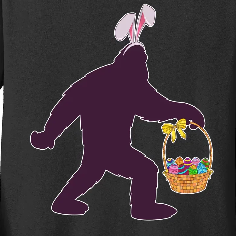 Funny Easter Bunny Eared Bigfoot Sasquatch Kids Long Sleeve Shirt