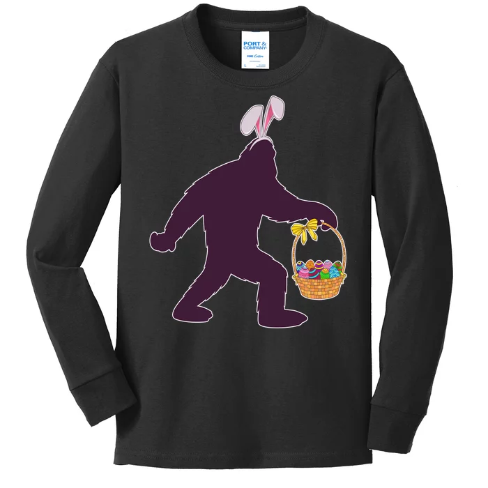 Funny Easter Bunny Eared Bigfoot Sasquatch Kids Long Sleeve Shirt