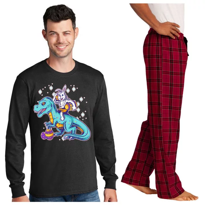 Funny Easter Bunny Riding T-Rex Long Sleeve Pajama Set