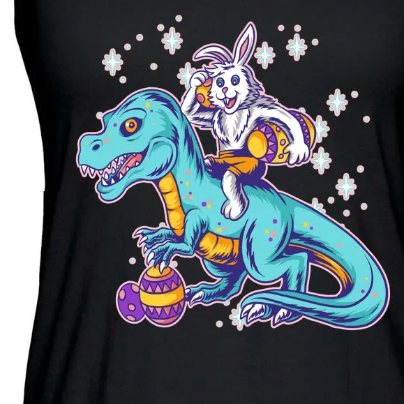 Funny Easter Bunny Riding T-Rex Ladies Essential Flowy Tank