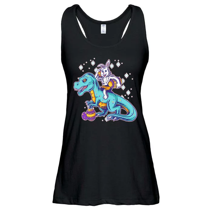 Funny Easter Bunny Riding T-Rex Ladies Essential Flowy Tank