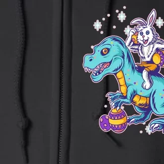 Funny Easter Bunny Riding T-Rex Full Zip Hoodie