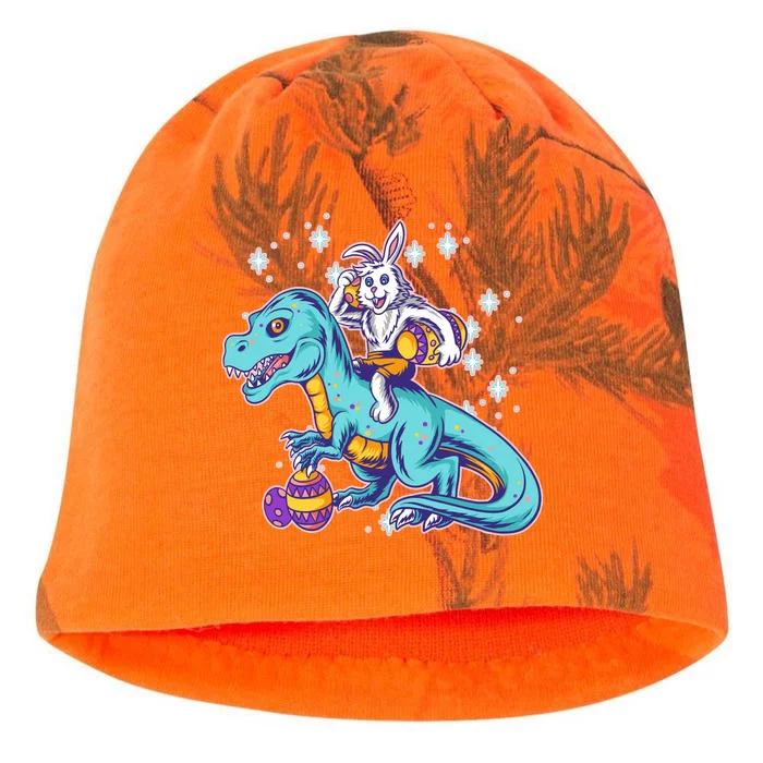 Funny Easter Bunny Riding T-Rex Kati - Camo Knit Beanie