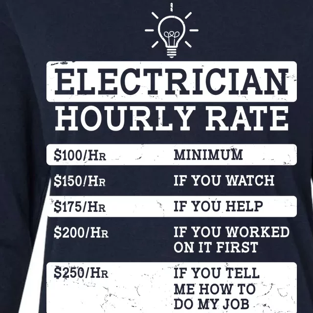 Funny Electrician Hourly Rate List Womens Cotton Relaxed Long Sleeve T-Shirt