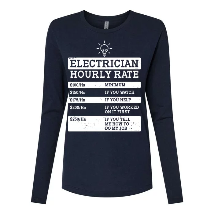 Funny Electrician Hourly Rate List Womens Cotton Relaxed Long Sleeve T-Shirt