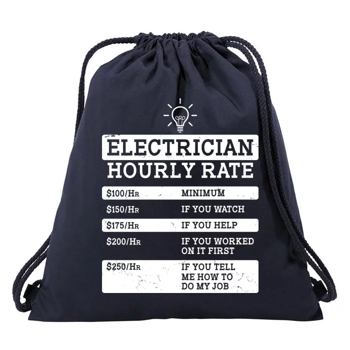 Funny Electrician Hourly Rate List Drawstring Bag