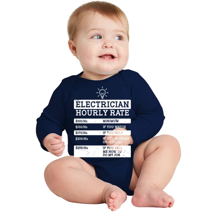 Funny Electrician Hourly Rate List Baby Long Sleeve Bodysuit