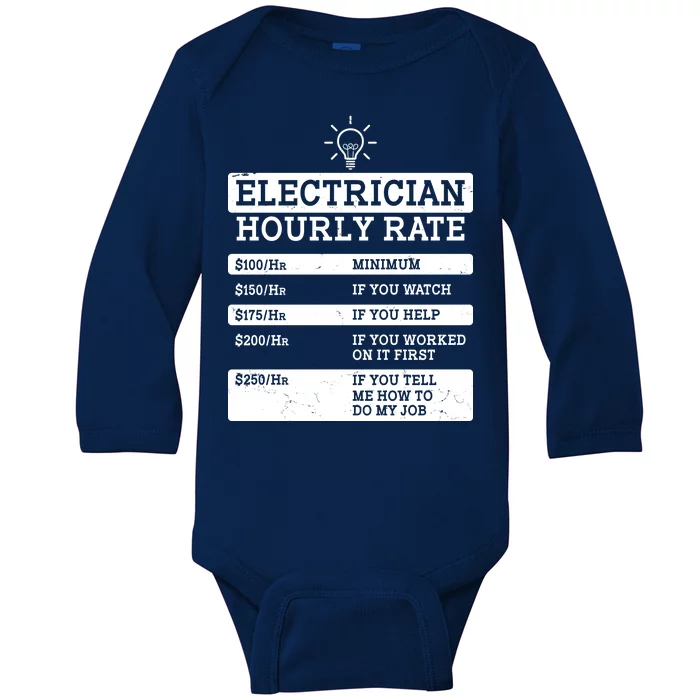 Funny Electrician Hourly Rate List Baby Long Sleeve Bodysuit