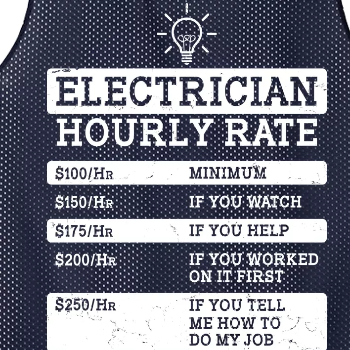 Funny Electrician Hourly Rate List Mesh Reversible Basketball Jersey Tank