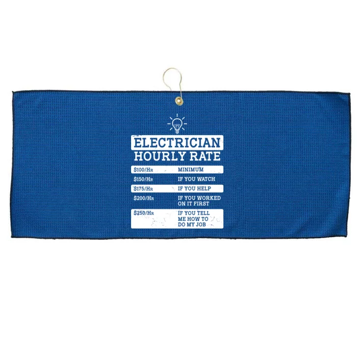 Funny Electrician Hourly Rate List Large Microfiber Waffle Golf Towel