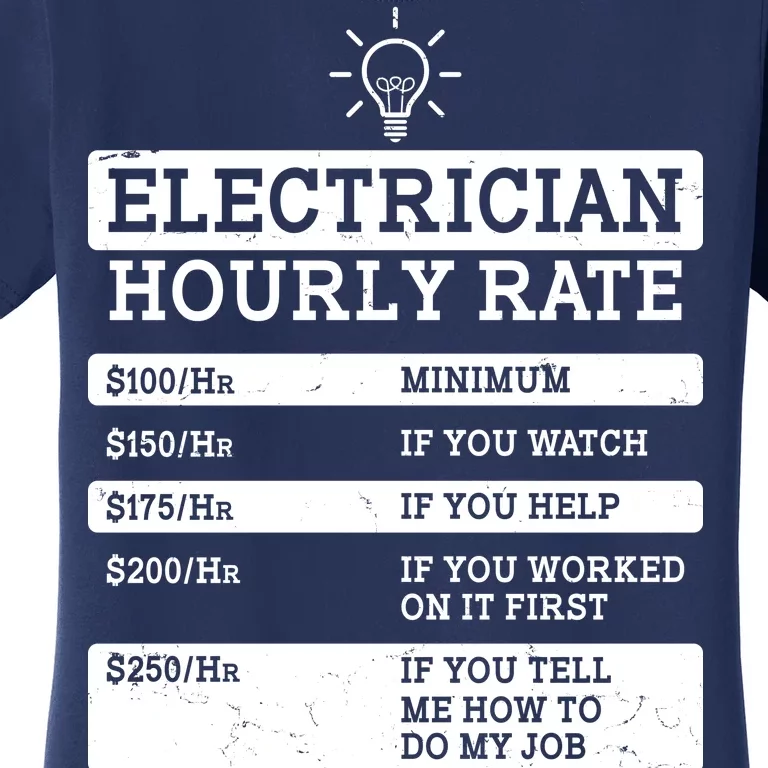 Funny Electrician Hourly Rate List Women's T-Shirt