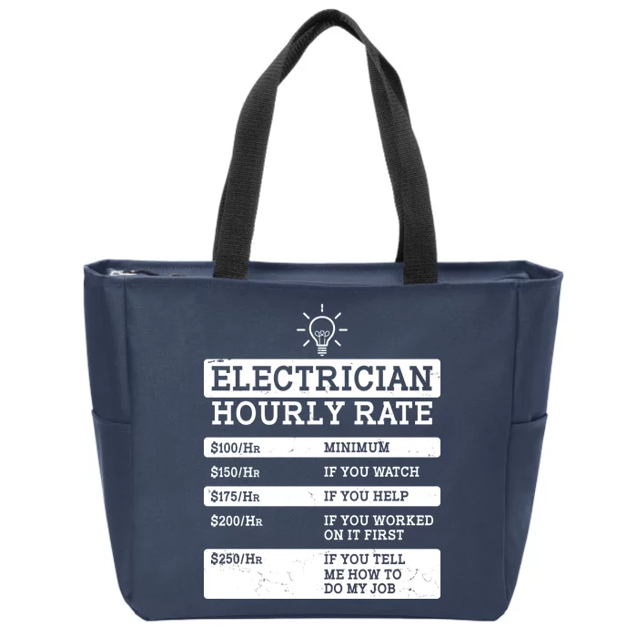 Funny Electrician Hourly Rate List Zip Tote Bag