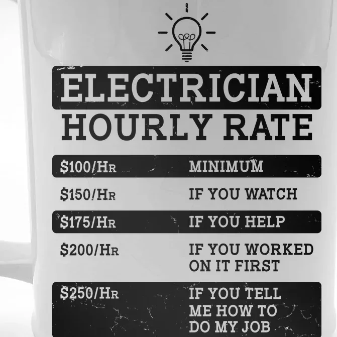 Funny Electrician Hourly Rate List Front & Back Beer Stein