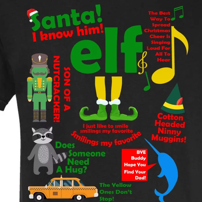 Funny Elf Santa Knows Him Christmas Garment-Dyed Heavyweight T-Shirt