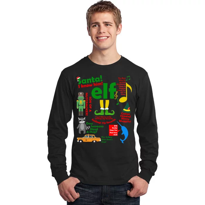 Funny Elf Santa Knows Him Christmas Tall Long Sleeve T-Shirt