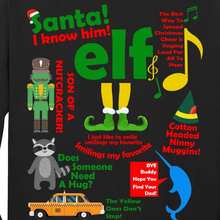 Funny Elf Santa Knows Him Christmas Tall Long Sleeve T-Shirt