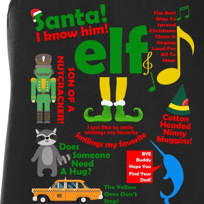 Funny Elf Santa Knows Him Christmas Women's Racerback Tank