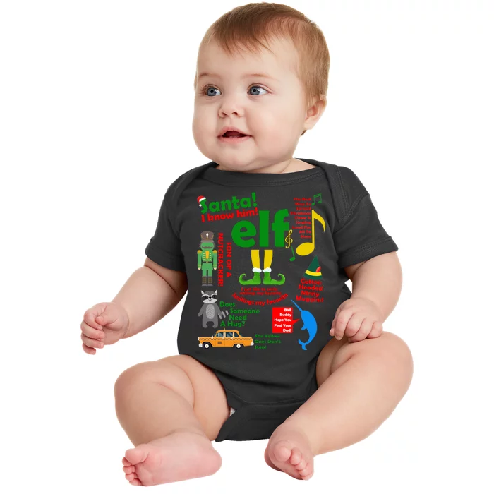 Funny Elf Santa Knows Him Christmas Baby Bodysuit