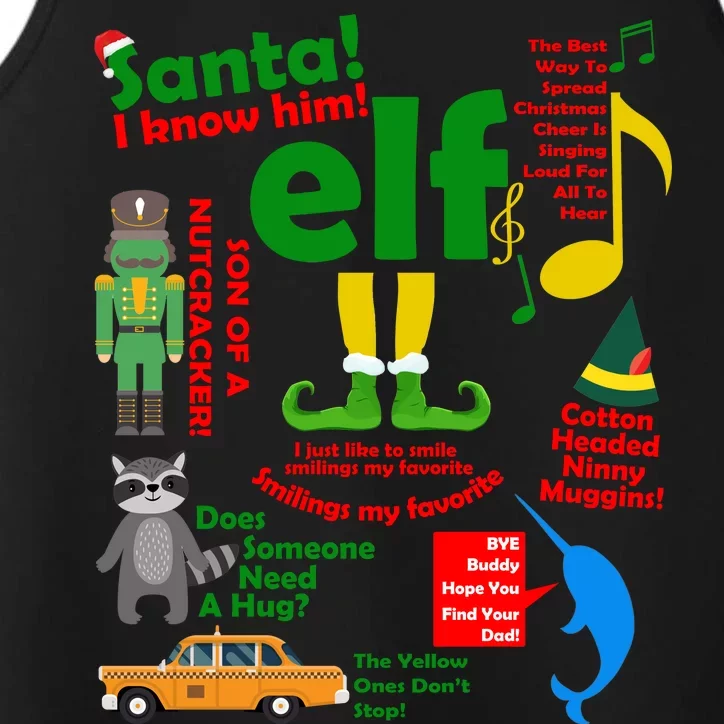 Funny Elf Santa Knows Him Christmas Performance Tank