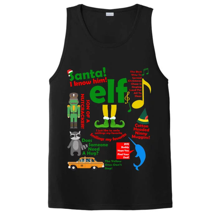 Funny Elf Santa Knows Him Christmas Performance Tank