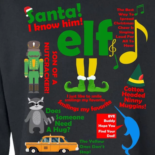 Funny Elf Santa Knows Him Christmas Cropped Pullover Crew