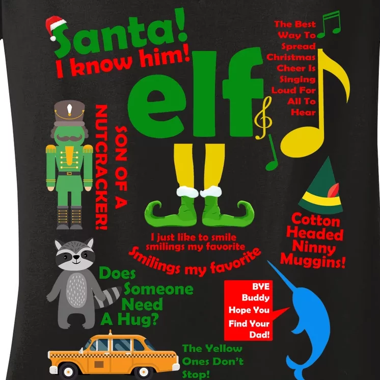 Funny Elf Santa Knows Him Christmas Women's V-Neck T-Shirt