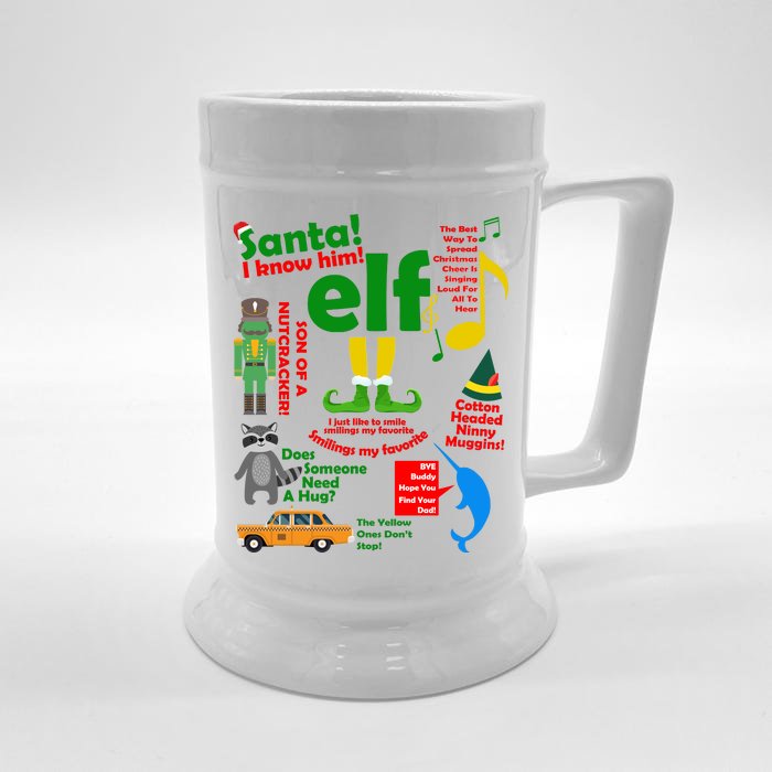 Funny Elf Santa Knows Him Christmas Front & Back Beer Stein