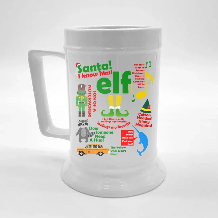 Funny Elf Santa Knows Him Christmas Front & Back Beer Stein