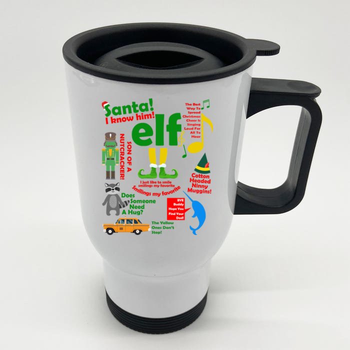 Funny Elf Santa Knows Him Christmas Front & Back Stainless Steel Travel Mug