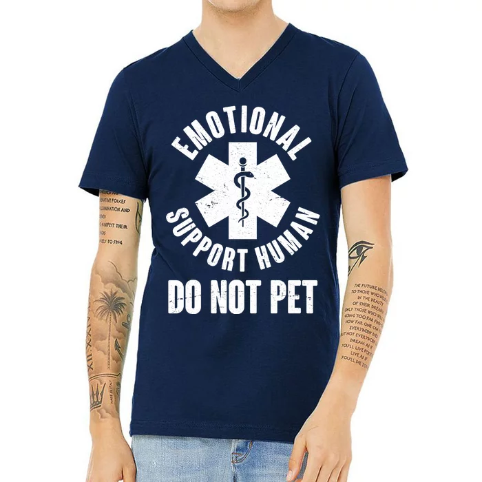 Funny Emotional Support Human Do No Pet V-Neck T-Shirt