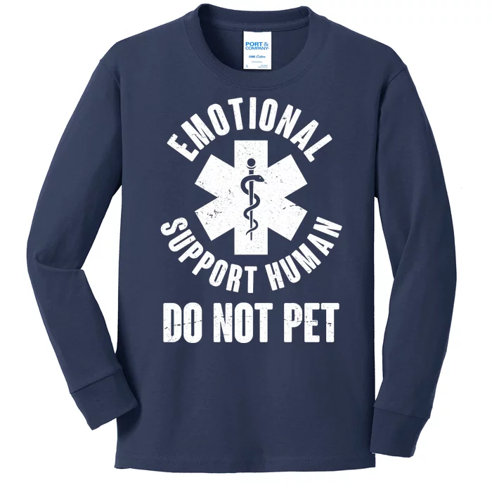 Funny Emotional Support Human Do No Pet Kids Long Sleeve Shirt